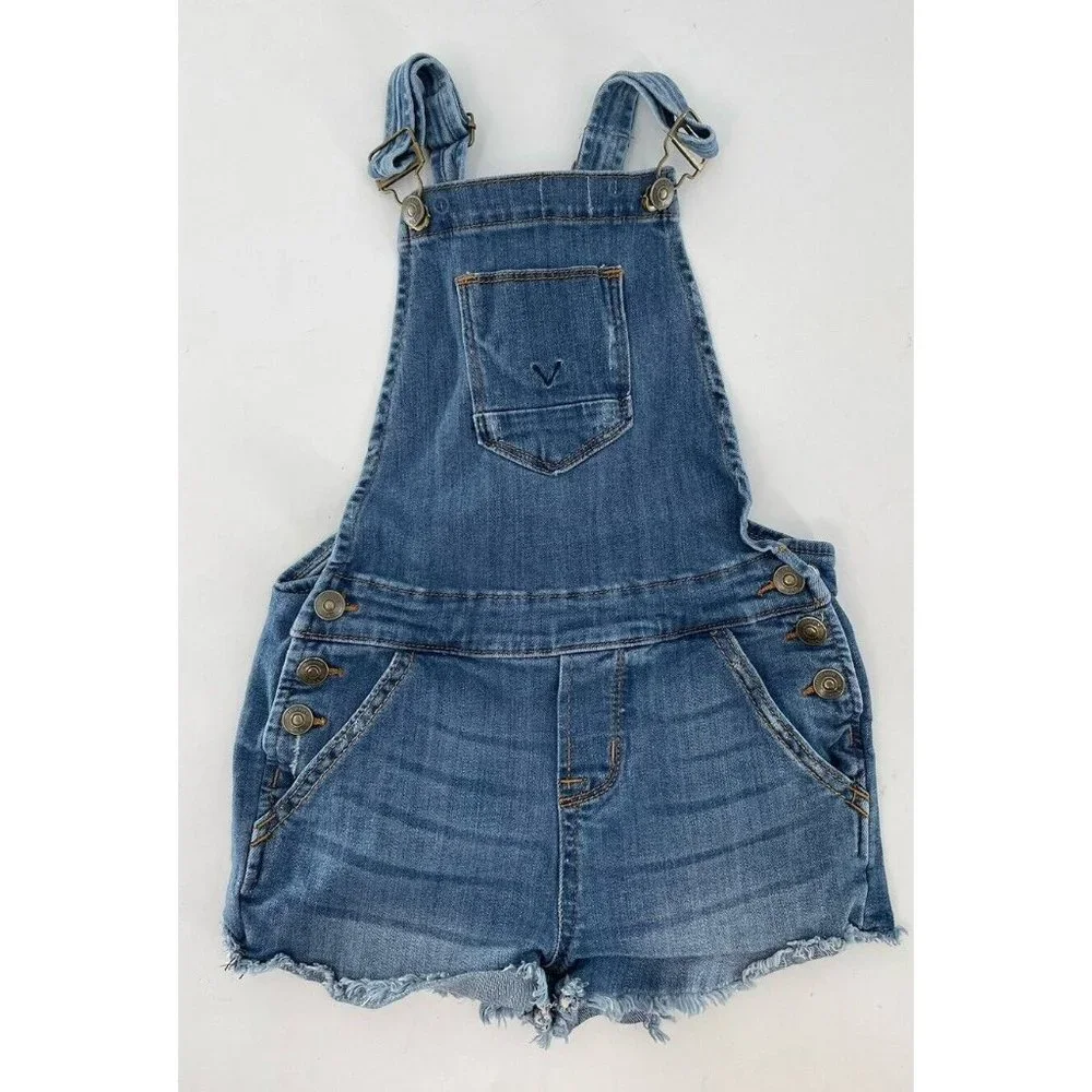 Hudson Girls Overall Shorts Dark Wash Soft Stretchy Denim‎ with Pockets Size 5